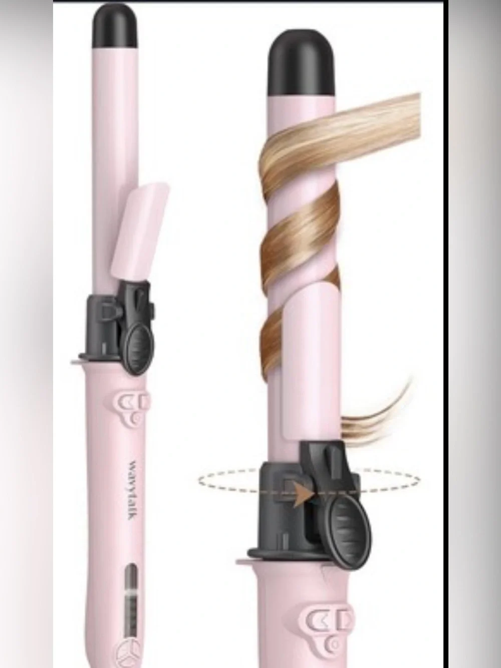 Wavytalk Pink Rotating Curling Wand for Women - Sleek Automatic Hair Curler